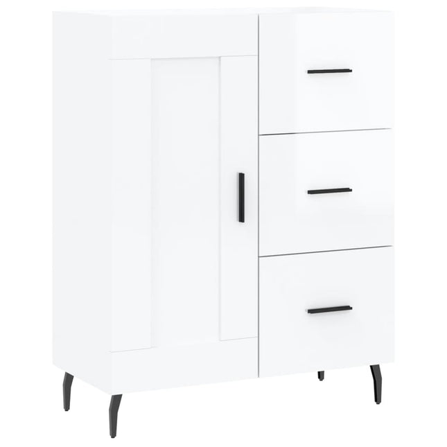 skænk 69,5x34x90 cm konstrueret træ hvid højglans
