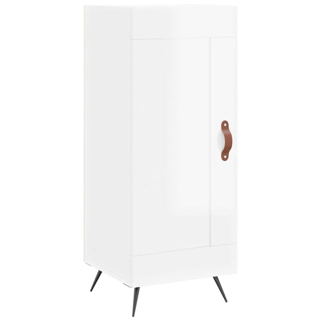 skænk 34,5x34x90 cm konstrueret træ hvid højglans