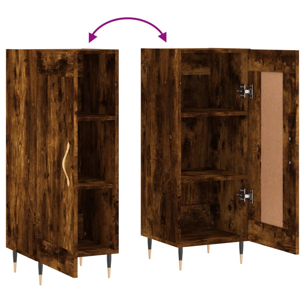 skænk 34,5x34x90 cm konstrueret træ røget egetræsfarve