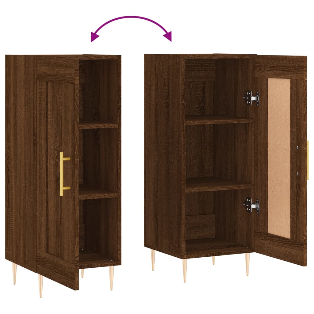 skænk 34,5x34x90 cm konstrueret træ brun egetræsfarve