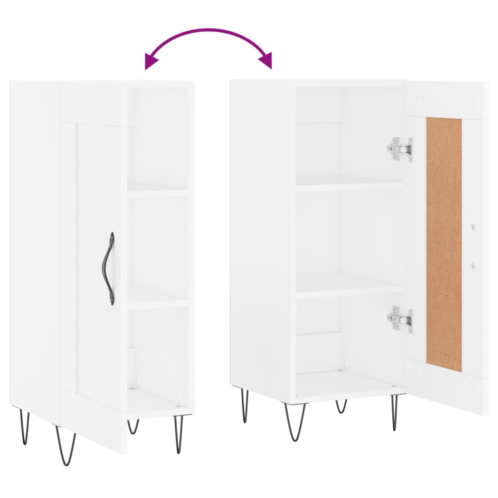 skænk 34,5x34x90 cm konstrueret træ hvid