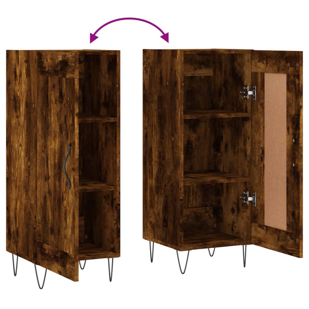 skænk 34,5x34x90 cm konstrueret træ røget egetræsfarve