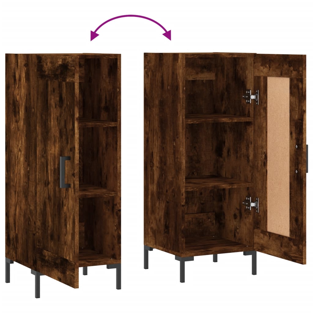 skænk 34,5x34x90 cm konstrueret træ røget egetræsfarve