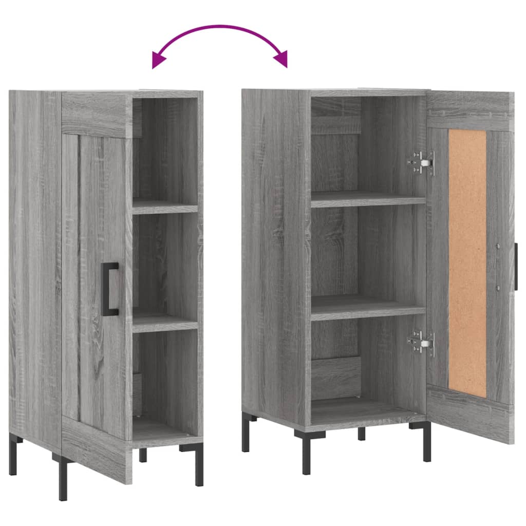 skænk 34,5x34x90 cm konstrueret træ grå sonoma-eg