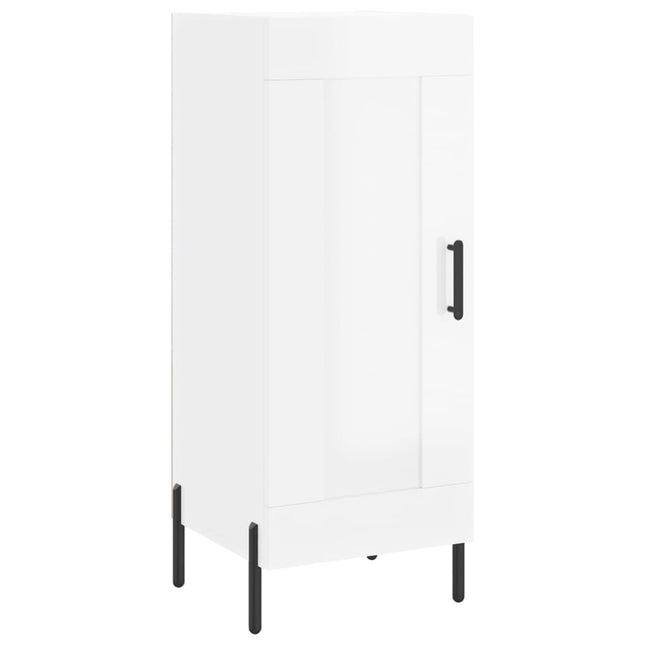 skænk 34,5x34x90 cm konstrueret træ hvid højglans