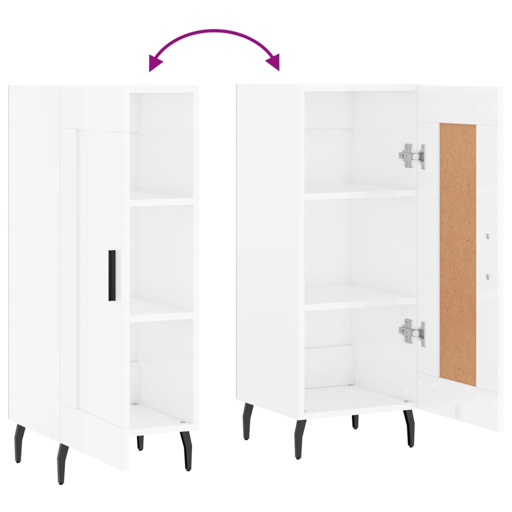 skænk 34,5x34x90 cm konstrueret træ hvid højglans