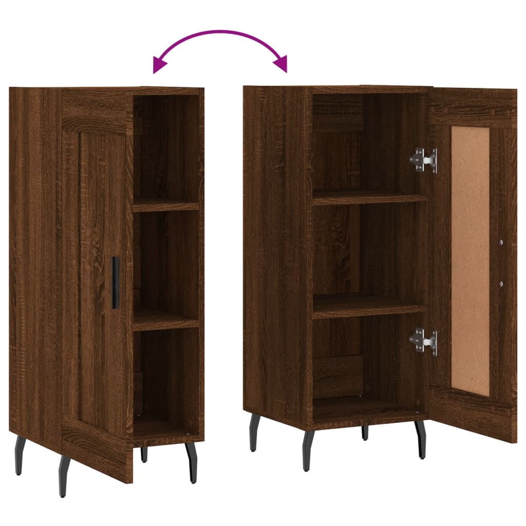 skænk 34,5x34x90 cm konstrueret træ brun egetræsfarve