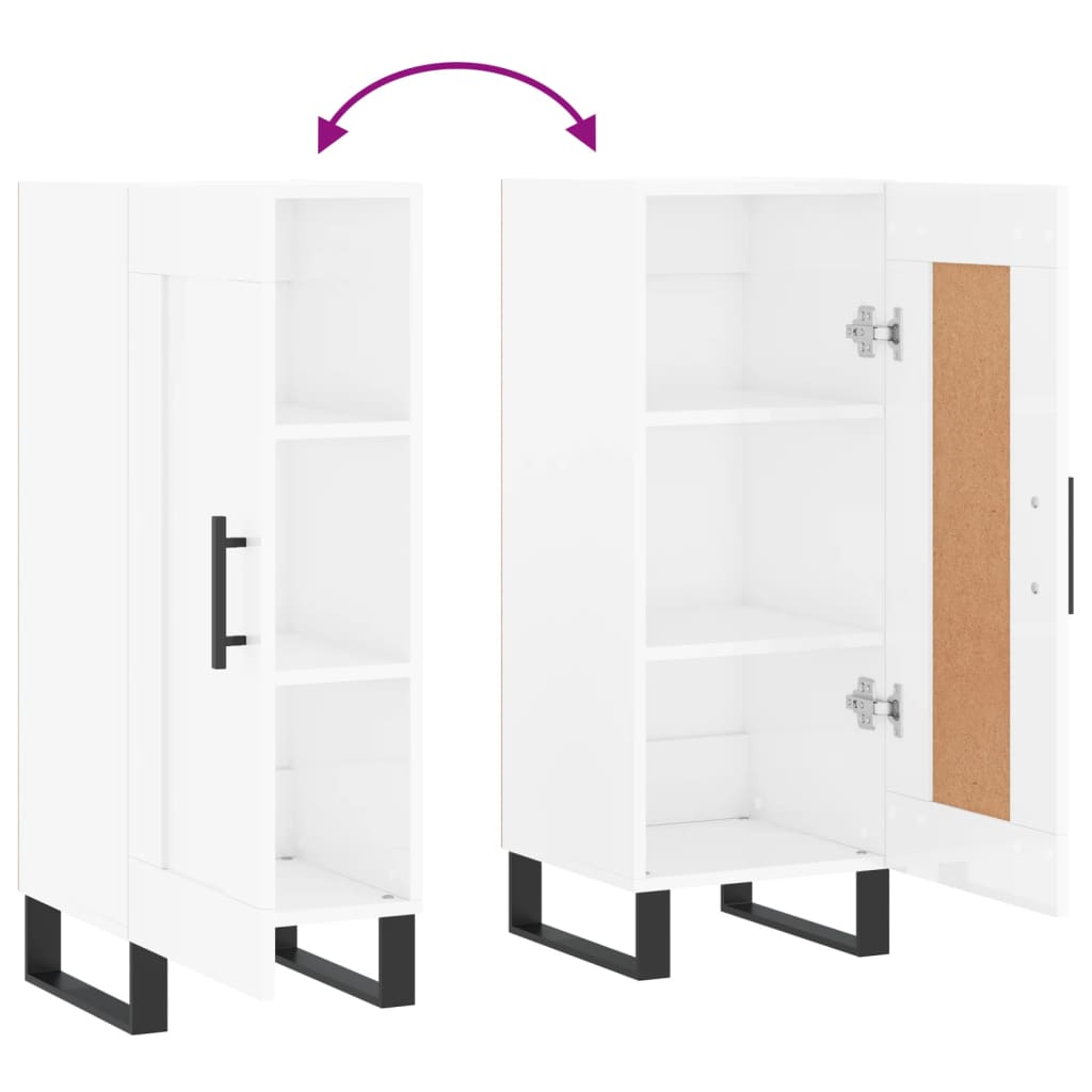 skænk 34,5x34x90 cm konstrueret træ hvid højglans