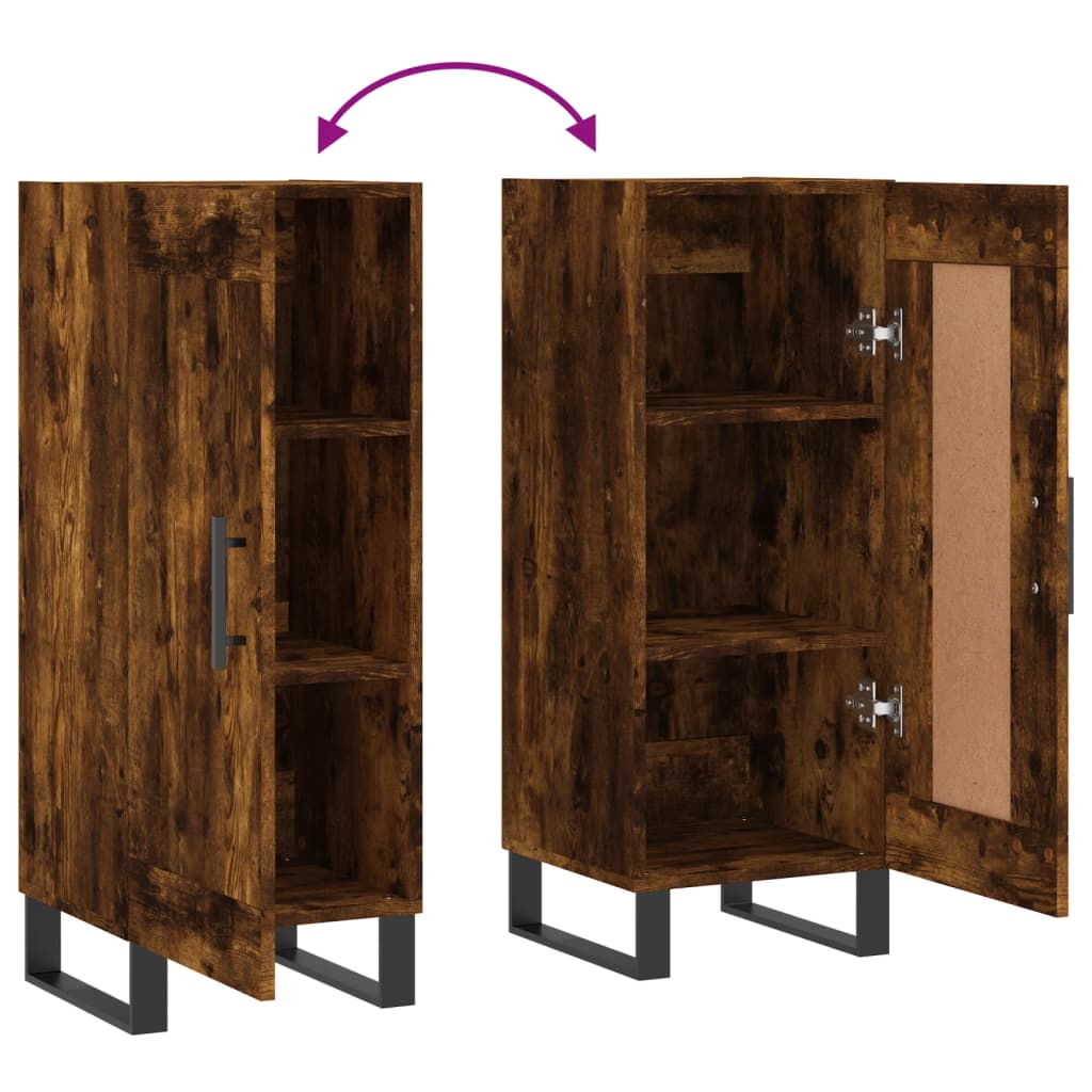 skænk 34,5x34x90 cm konstrueret træ røget egetræsfarve