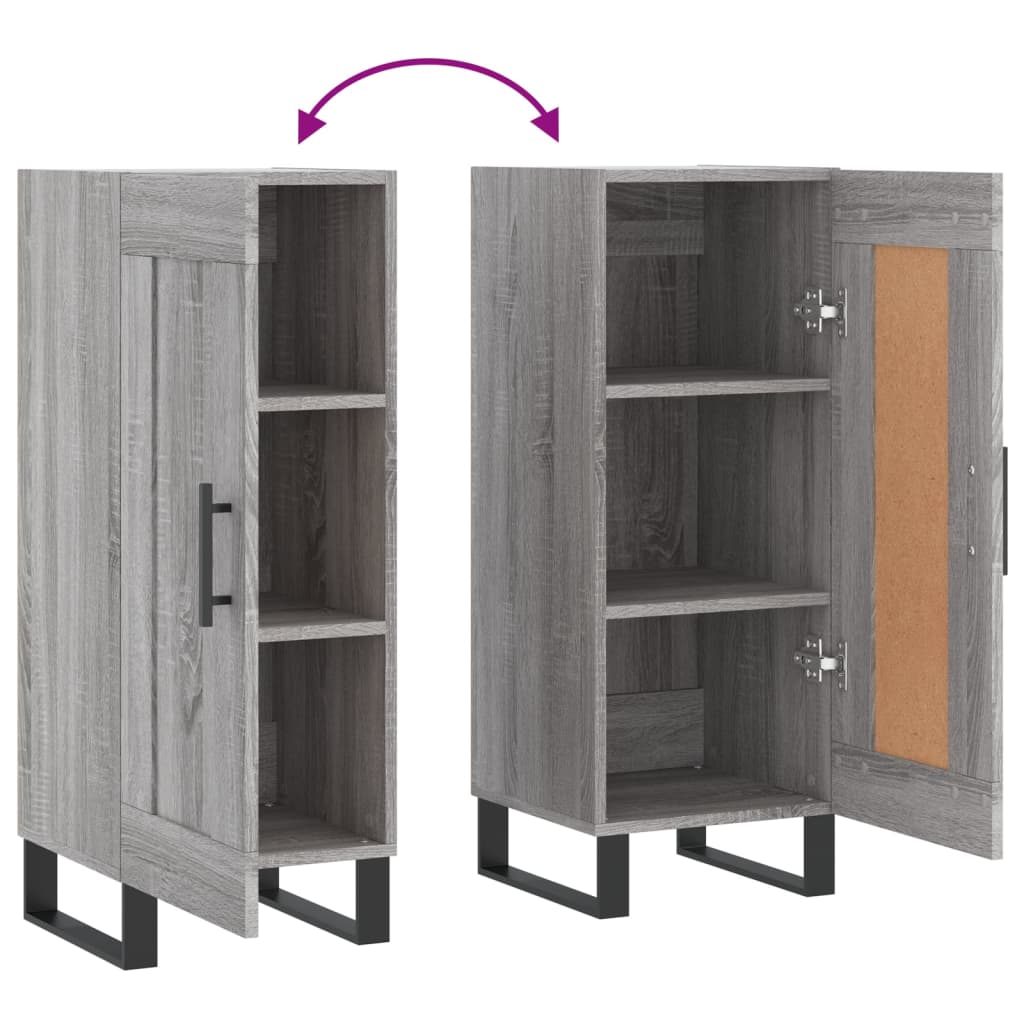 skænk 34,5x34x90 cm konstrueret træ grå sonoma-eg