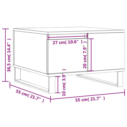 sofabord 55x55x36,5 cm konstrueret træ hvid