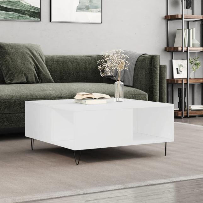 sofabord 80x80x36,5 cm konstrueret træ hvid
