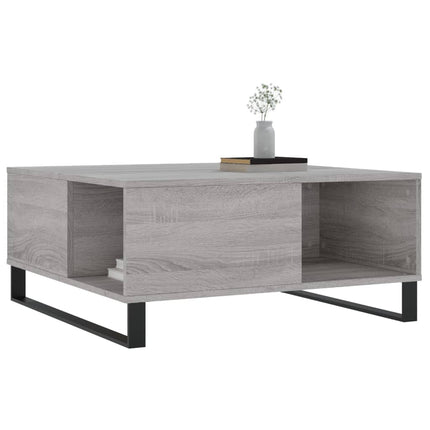 sofabord 80x80x36,5 cm konstrueret træ grå sonoma-eg