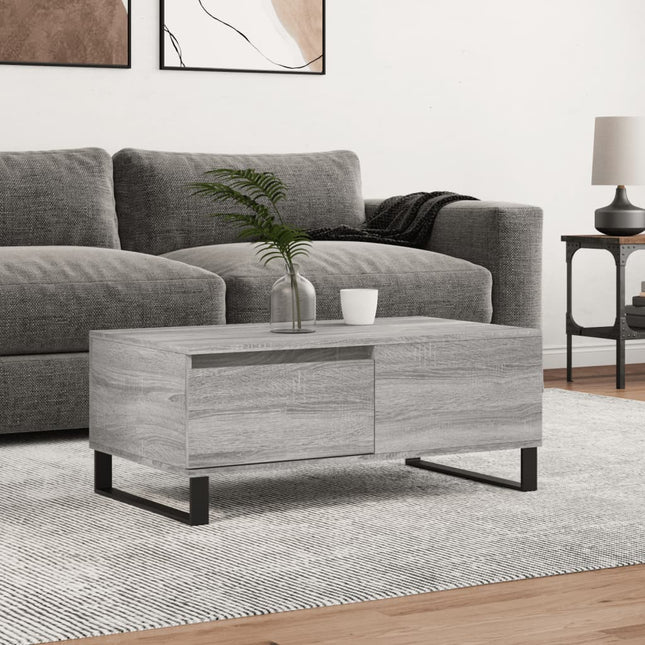 sofabord 90x50x36,5 cm konstrueret træ grå sonoma-eg