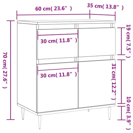 skænk 60x35x70 cm konstrueret træ røget egetræsfarve
