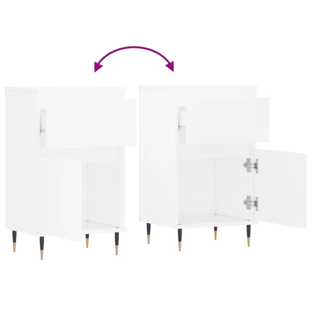 skænke 2 stk. 40x35x70 cm konstrueret træ hvid