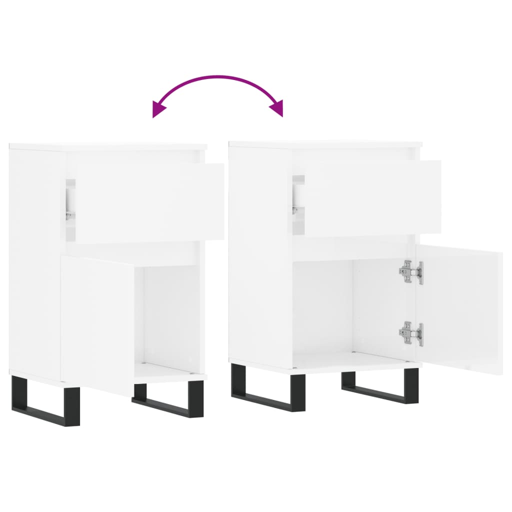 skænke 2 stk. 40x35x70 cm konstrueret træ hvid højglans