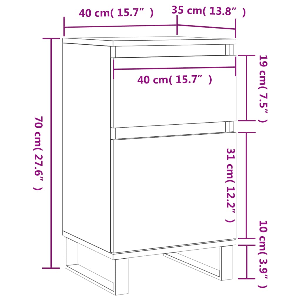 skænk 40x35x70 cm konstrueret træ betongrå