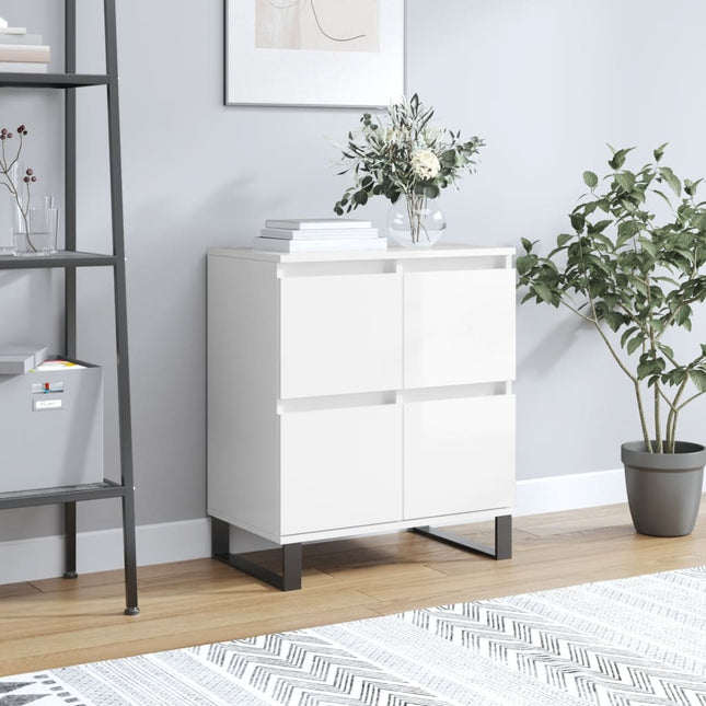skænk 60x35x70 cm konstrueret træ hvid højglans