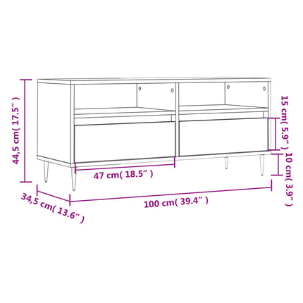 tv-bord 100x34,5x44,5 cm konstrueret træ betongrå