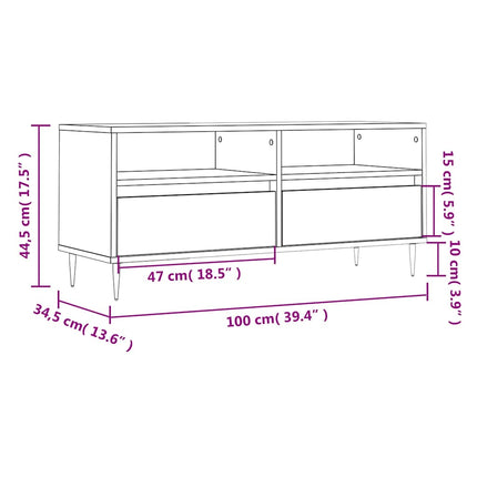 tv-bord 100x34,5x44,5 cm konstrueret træ røget egetræsfarve