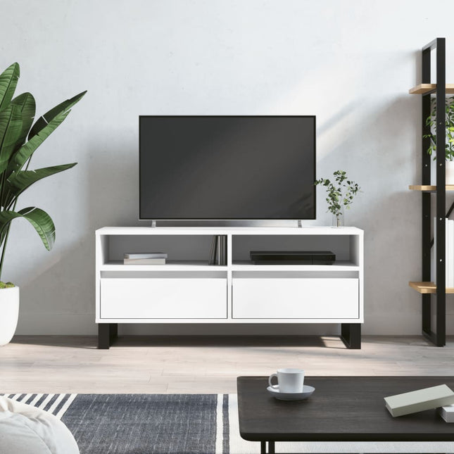 tv-bord 100x34,5x44,5 cm konstrueret træ hvid