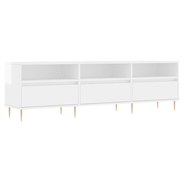tv-bord 150x30x44,5 cm konstrueret træ hvid højglans
