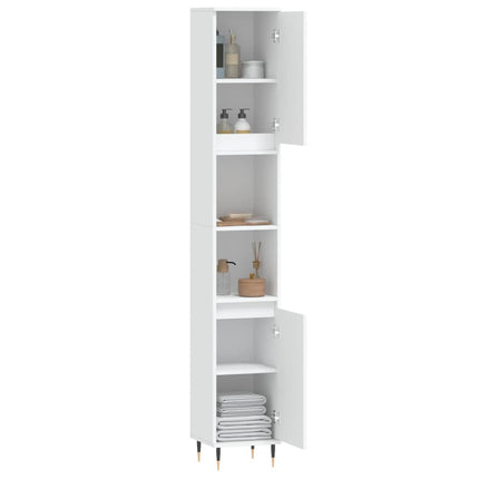 badeværelsesskab 30x30x190 cm konstrueret træ hvid
