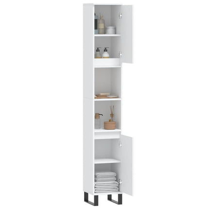 badeværelsesskab 30x30x190 cm konstrueret træ hvid