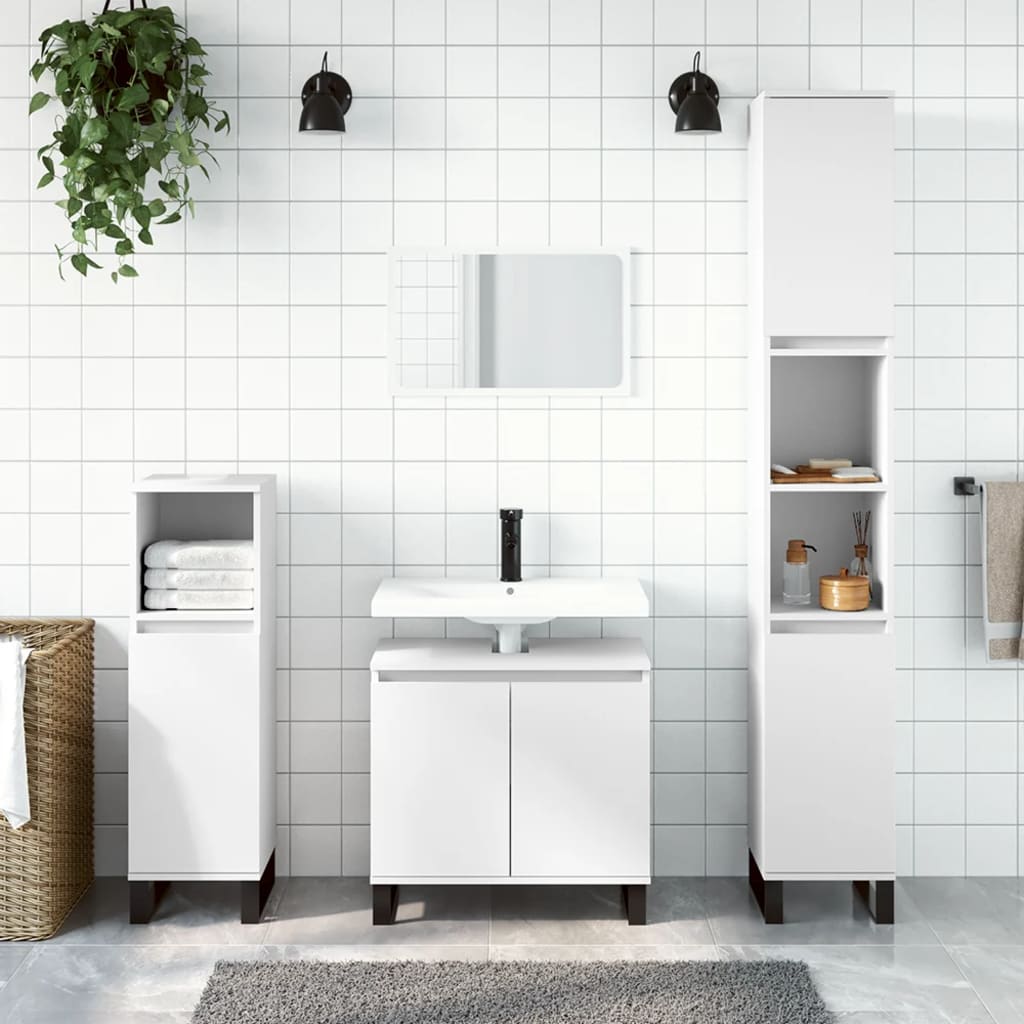 Højt badeværelsesskab 30×30×190 cm - hvid konstrueret træ