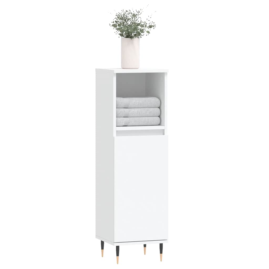 badeværelsesskab 30x30x100 cm konstrueret træ hvid