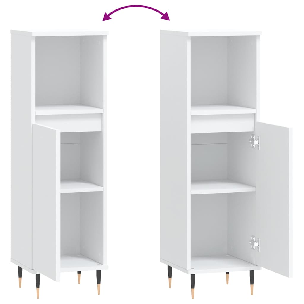 badeværelsesskab 30x30x100 cm konstrueret træ hvid