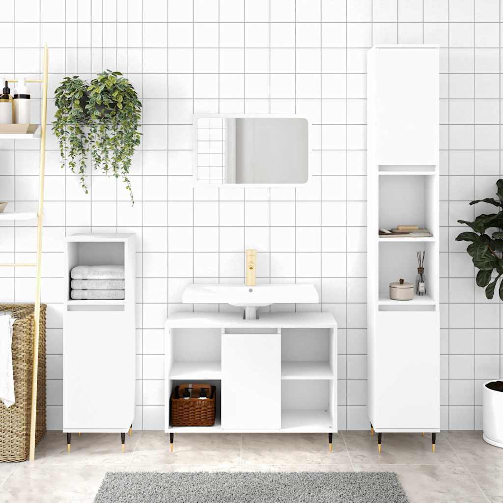 Badeværelsesskab 30×30×100 cm i hvidt konstrueret træ