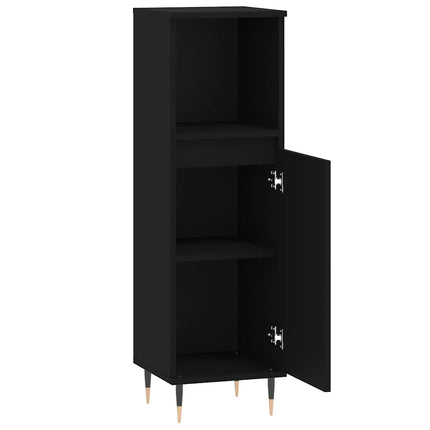 badeværelsesskab 30x30x100 cm konstrueret træ sort