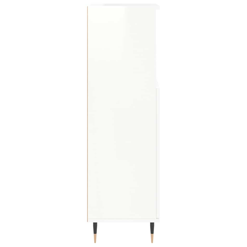 badeværelsesskab 30x30x100 cm konstrueret træ hvid højglans