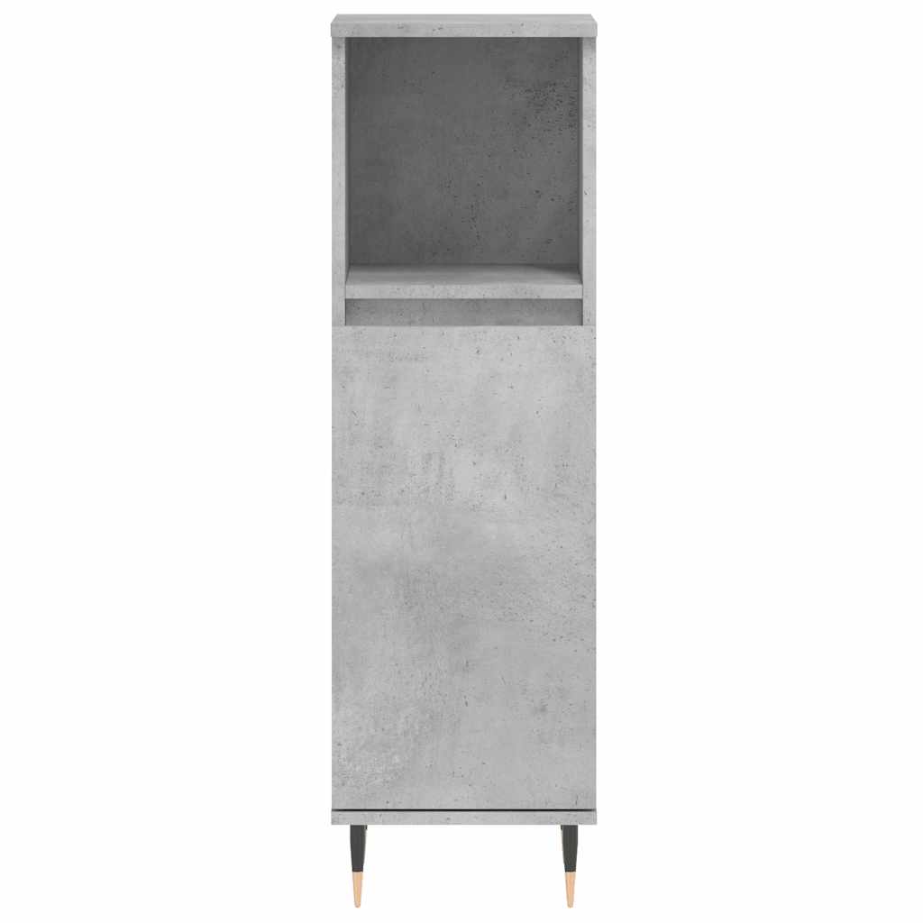 badeværelsesskab 30x30x100 cm konstrueret træ betongrå