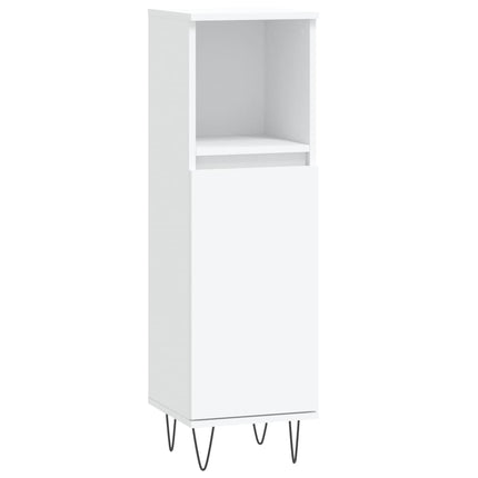 badeværelsesskab 30x30x100 cm konstrueret træ hvid