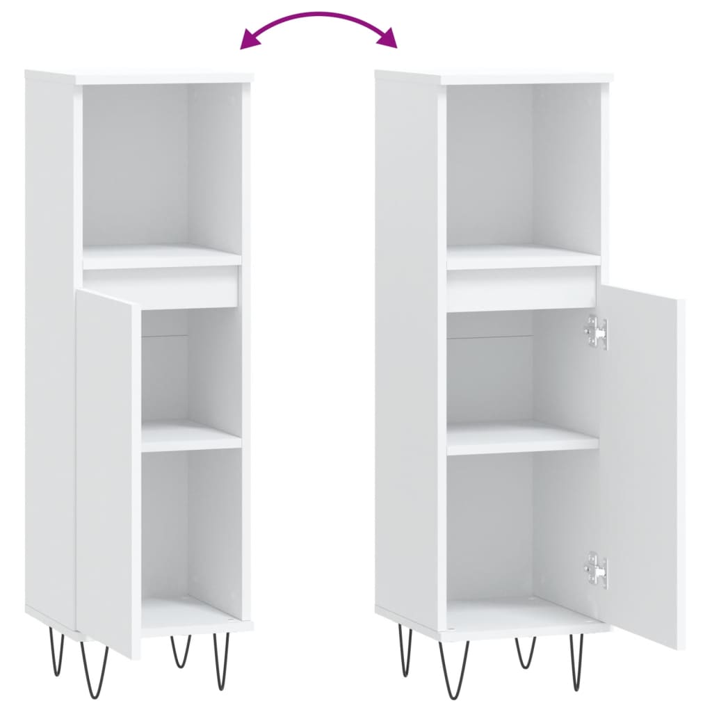 badeværelsesskab 30x30x100 cm konstrueret træ hvid