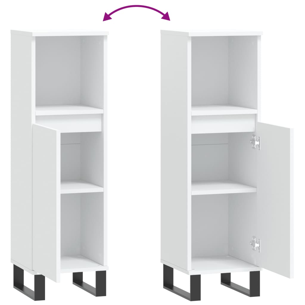 badeværelsesskab 30x30x100 cm konstrueret træ hvid