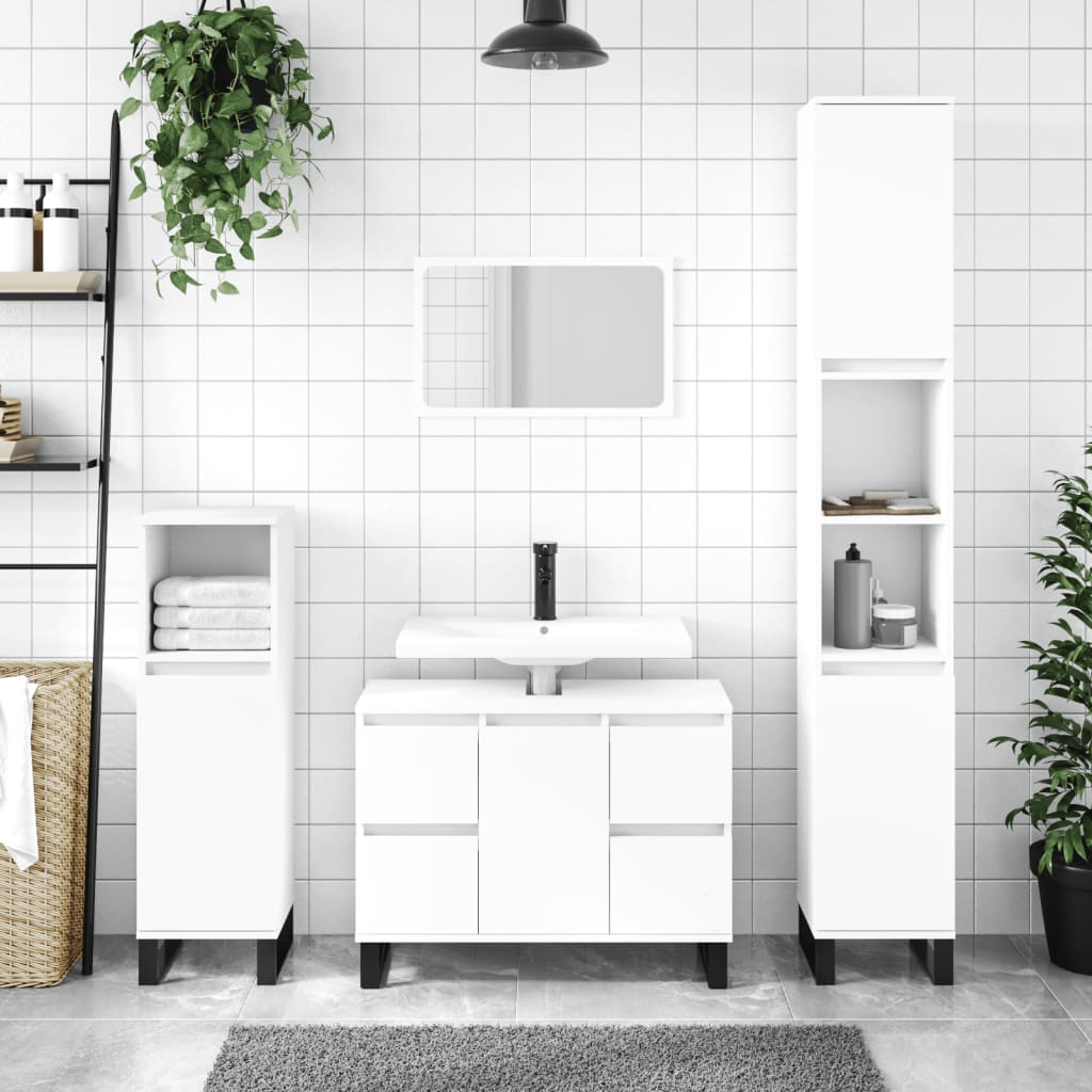 Højskab til badeværelse 30×30×100 cm - hvid, konstrueret træ