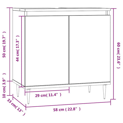 badeværelsesskab 58x33x60 cm konstrueret træ hvid højglans