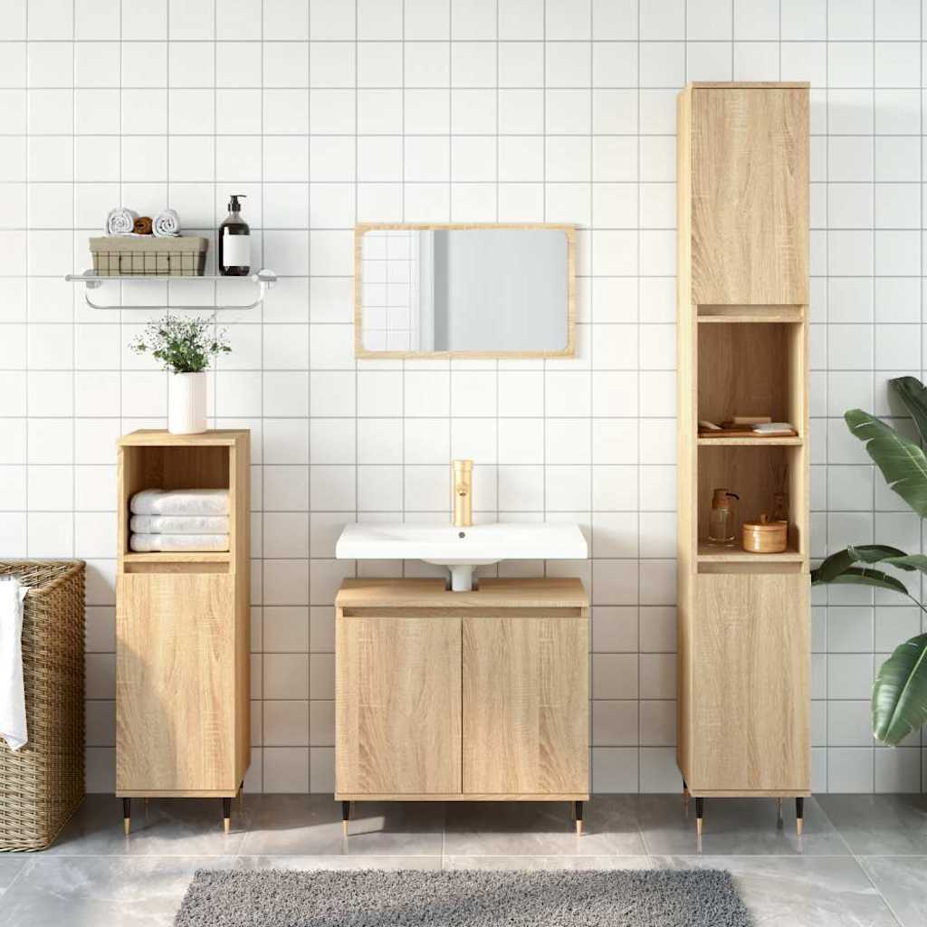 Badeværelsesskab 58×33×60 cm i konstrueret træ - sonoma eg