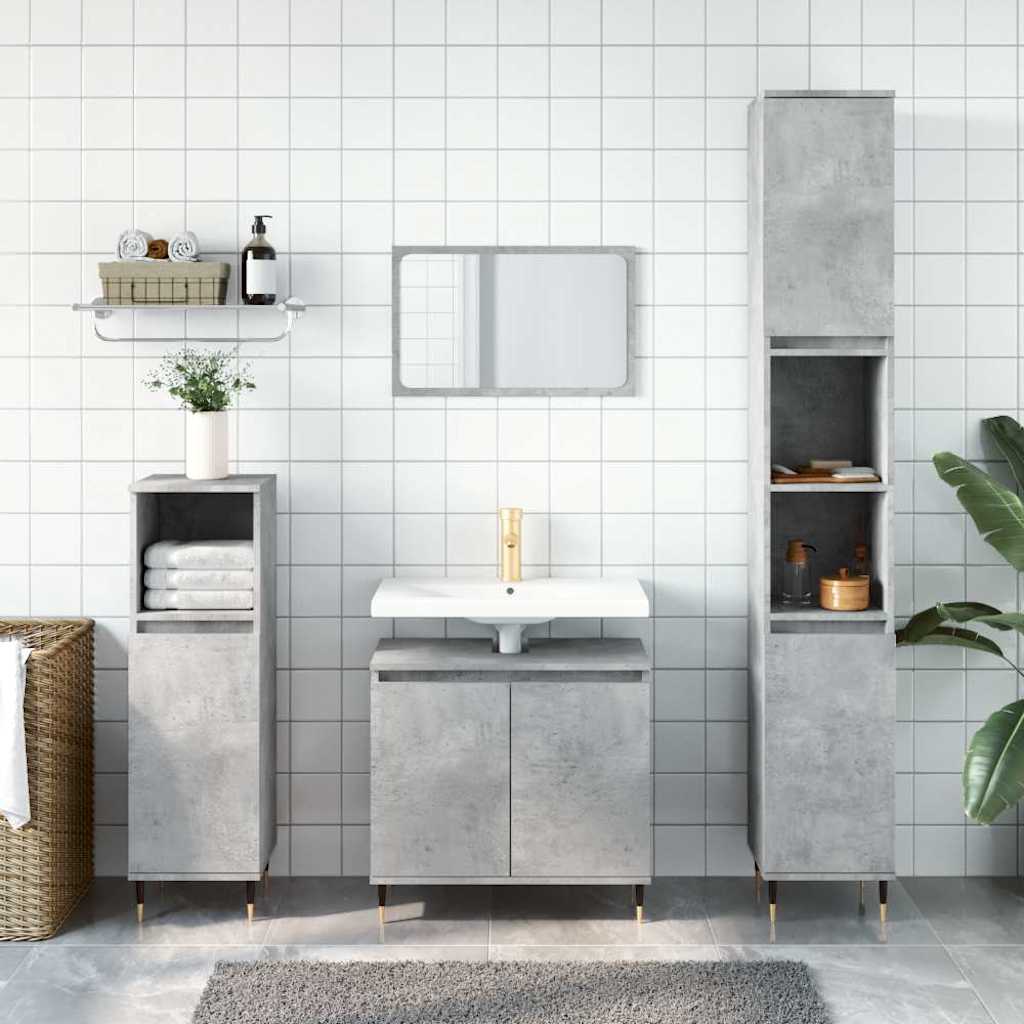 Badeværelsesskab 58×33×60 cm i konstrueret træ - betongrå