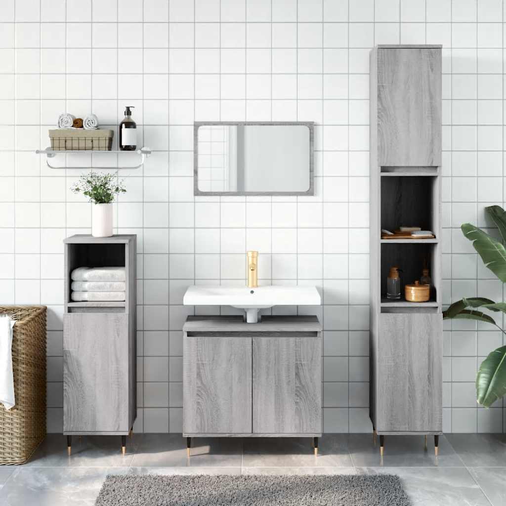 Badeværelsesskab 58×33×60 cm i grå sonoma-eg - konstrueret træ