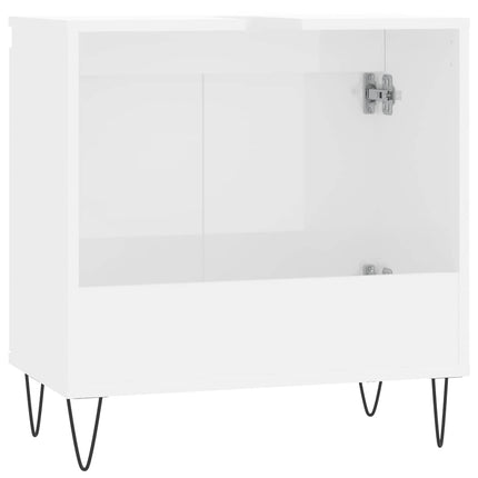 badeværelsesskab 58x33x60 cm konstrueret træ hvid højglans