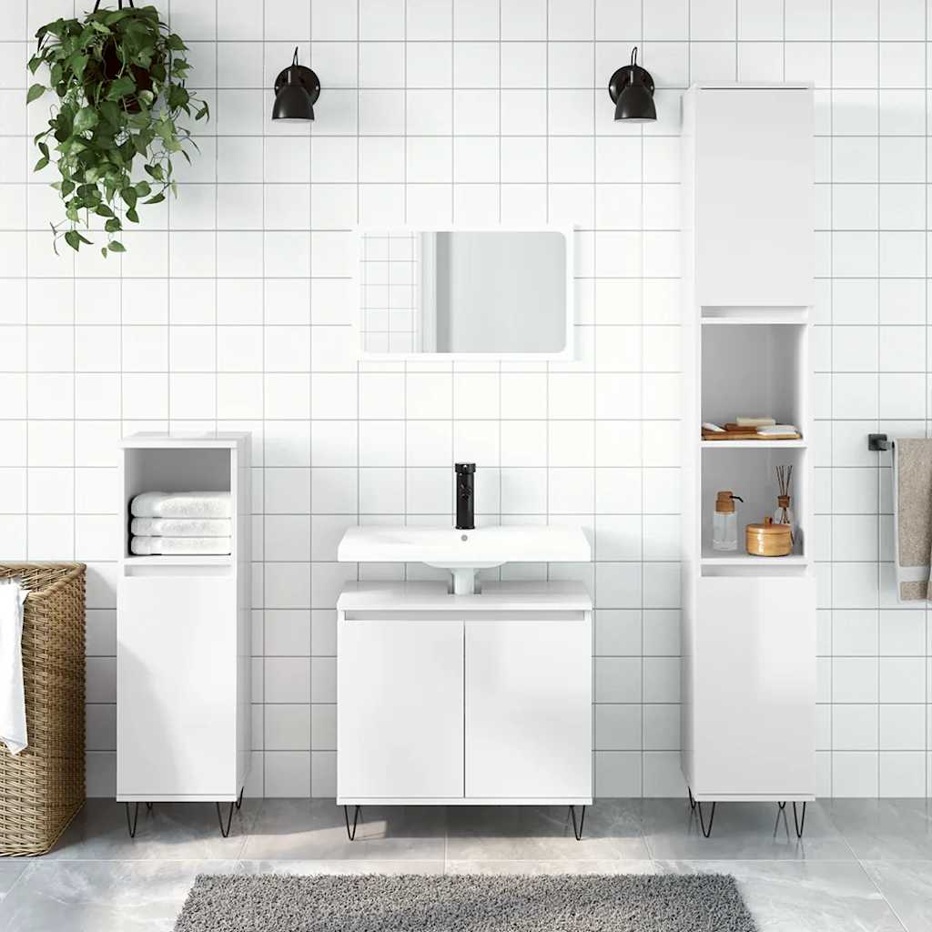 Badeværelsesskab 58×33×60 cm - hvid højglans, konstrueret træ