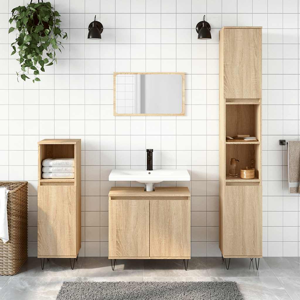 Badeværelsesskab 58×33×60 cm i konstrueret træ - sonoma-eg