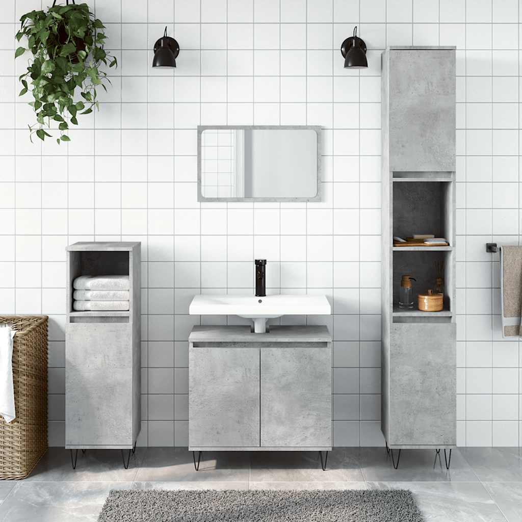 Badeværelsesskab 58 × 33 × 60 cm i konstrueret træ - betongrå