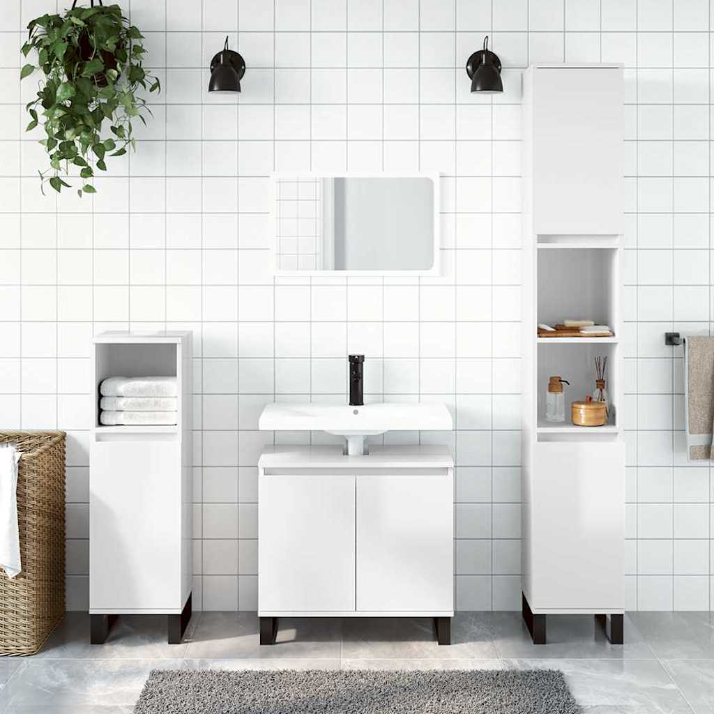 Badeværelsesskab 58×33×60 cm - hvid højglans, konstrueret træ