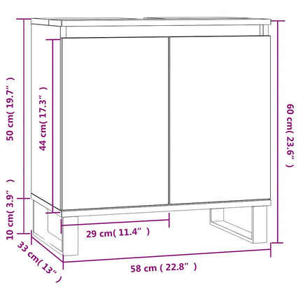 badeværelsesskab 58x33x60 cm konstrueret træ sonoma-eg